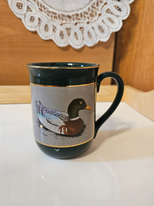 1960s–1970s Otagiri Mallard Duck Mug | Green & Gold Gilding | Made in Japan | Vintage Conservation