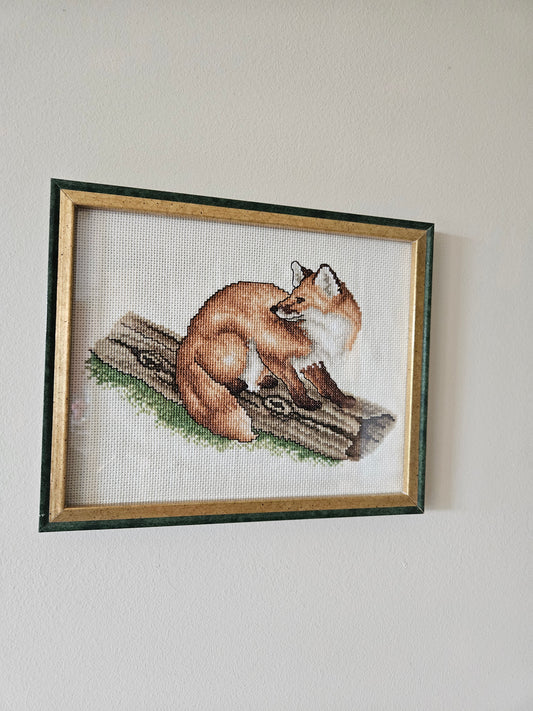 Cross-Stitch Fox Art | Framed 8x10