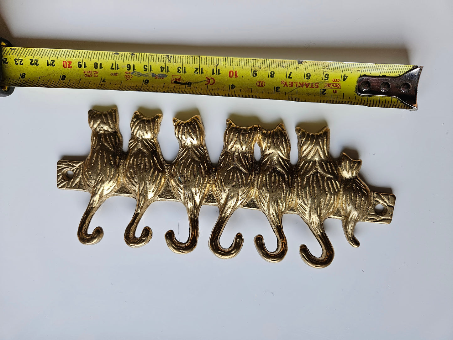 Brass Cat Key Holder | Post Modern Design | 6 Hooks