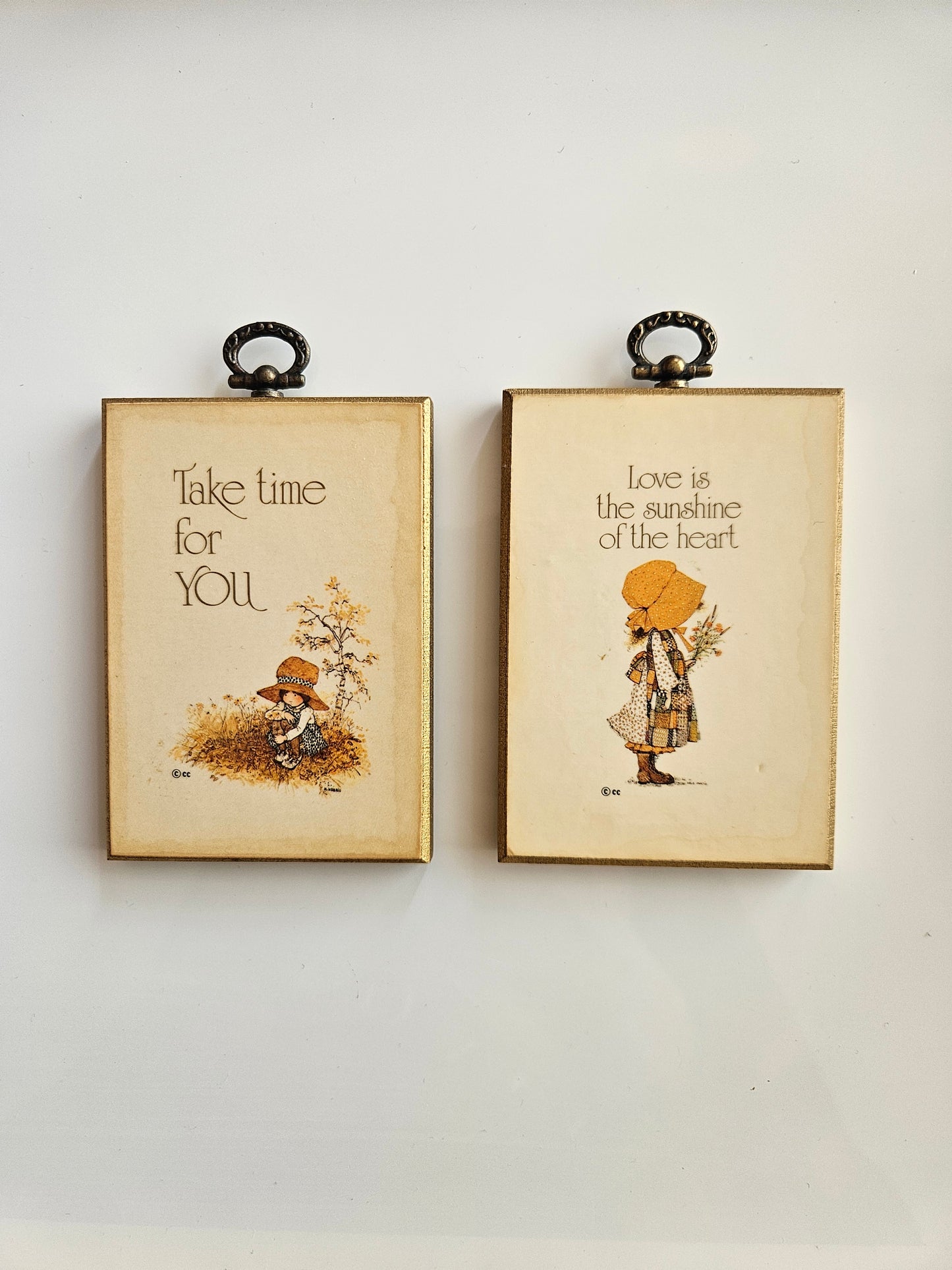 Hollie Hobbie | Set of 2 Wood Miniatures | American Greetings, Hallmark (1970s)