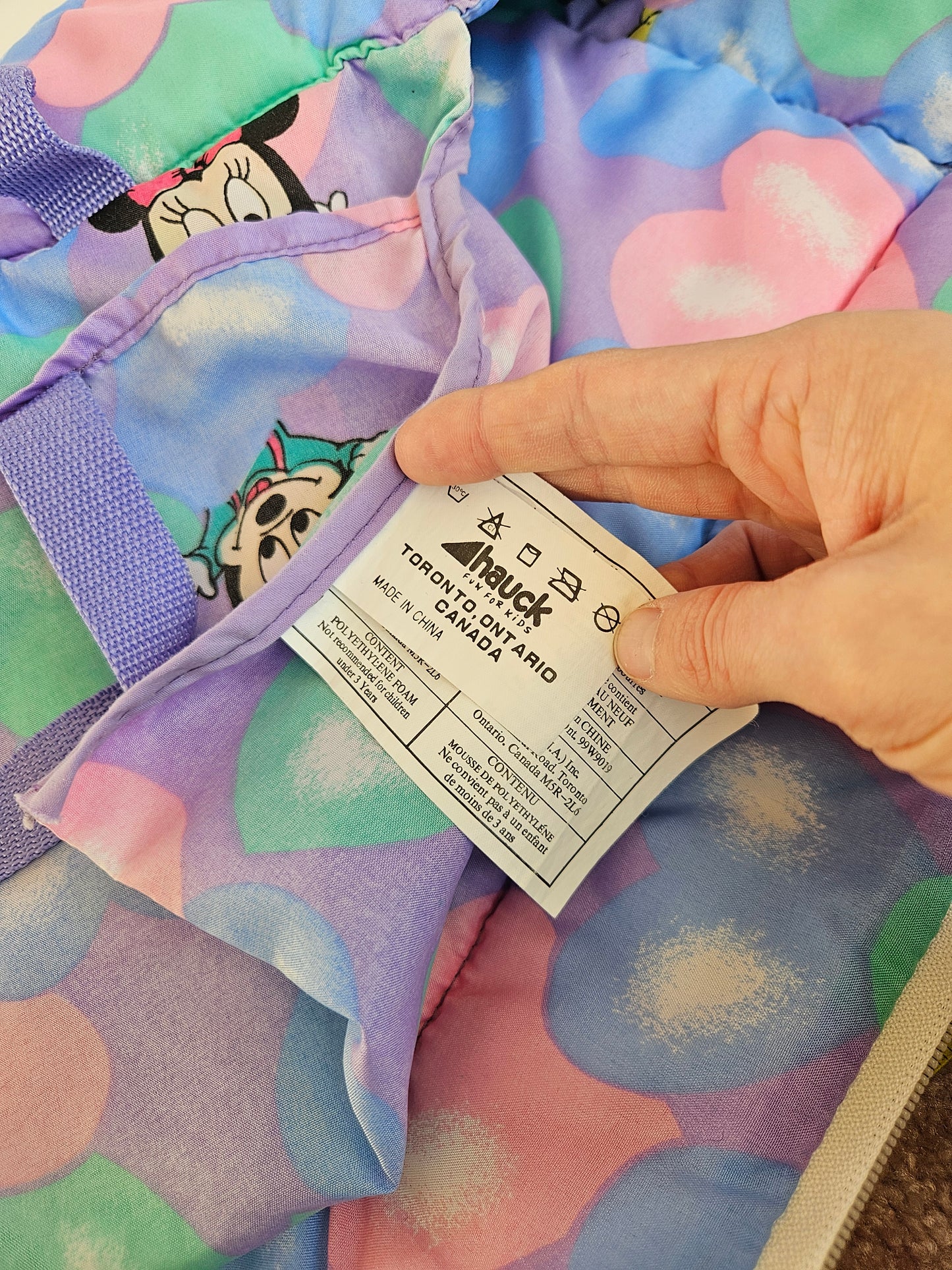 1990s Baby Mickey & Minnie Quilted Disney Bag | Baby Bag | Slumber Bag | Vintage