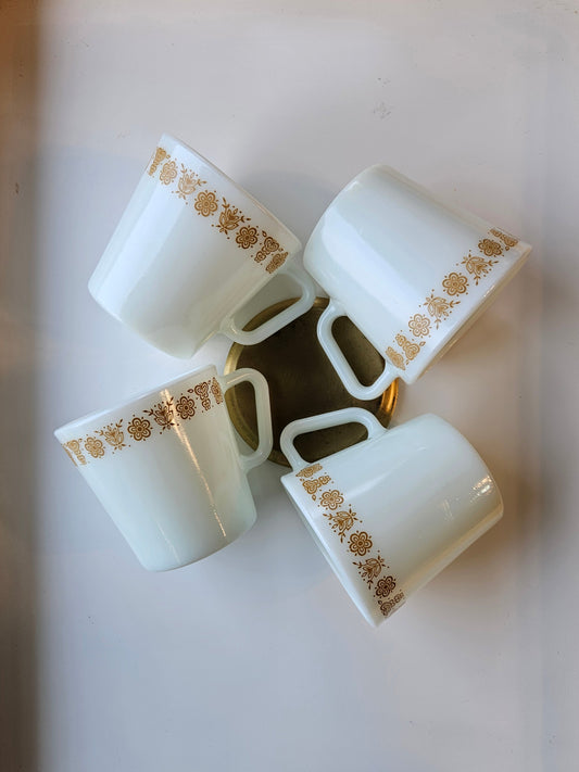 Pyrex "Butterfly Gold" Mugs | Set of 4