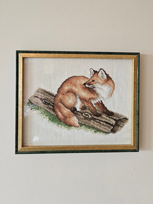 Cross-Stitch Fox Art | Framed 8x10
