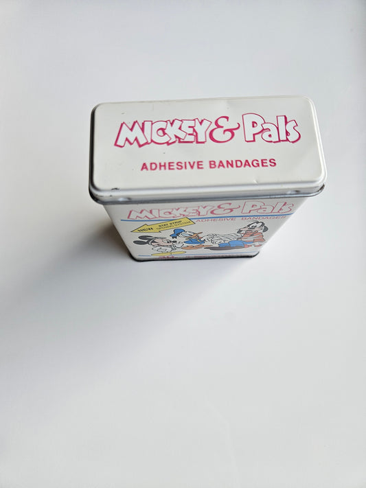 1980s Disney Mickey & Pals Collectible Metal Tin | Vintage Bandage Tin | Mickey Mouse | Vintage