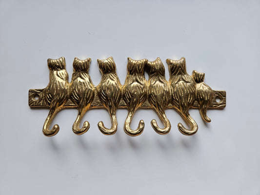 Brass Cat Key Holder | Post Modern Design | 6 Hooks
