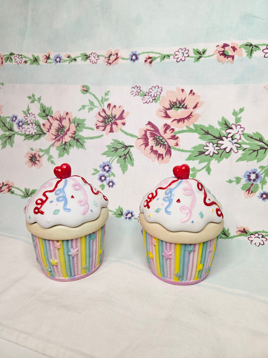1990s PartyLite Birthday Cupcake Ceramic Candle Holder | Tealight | Sold Separately