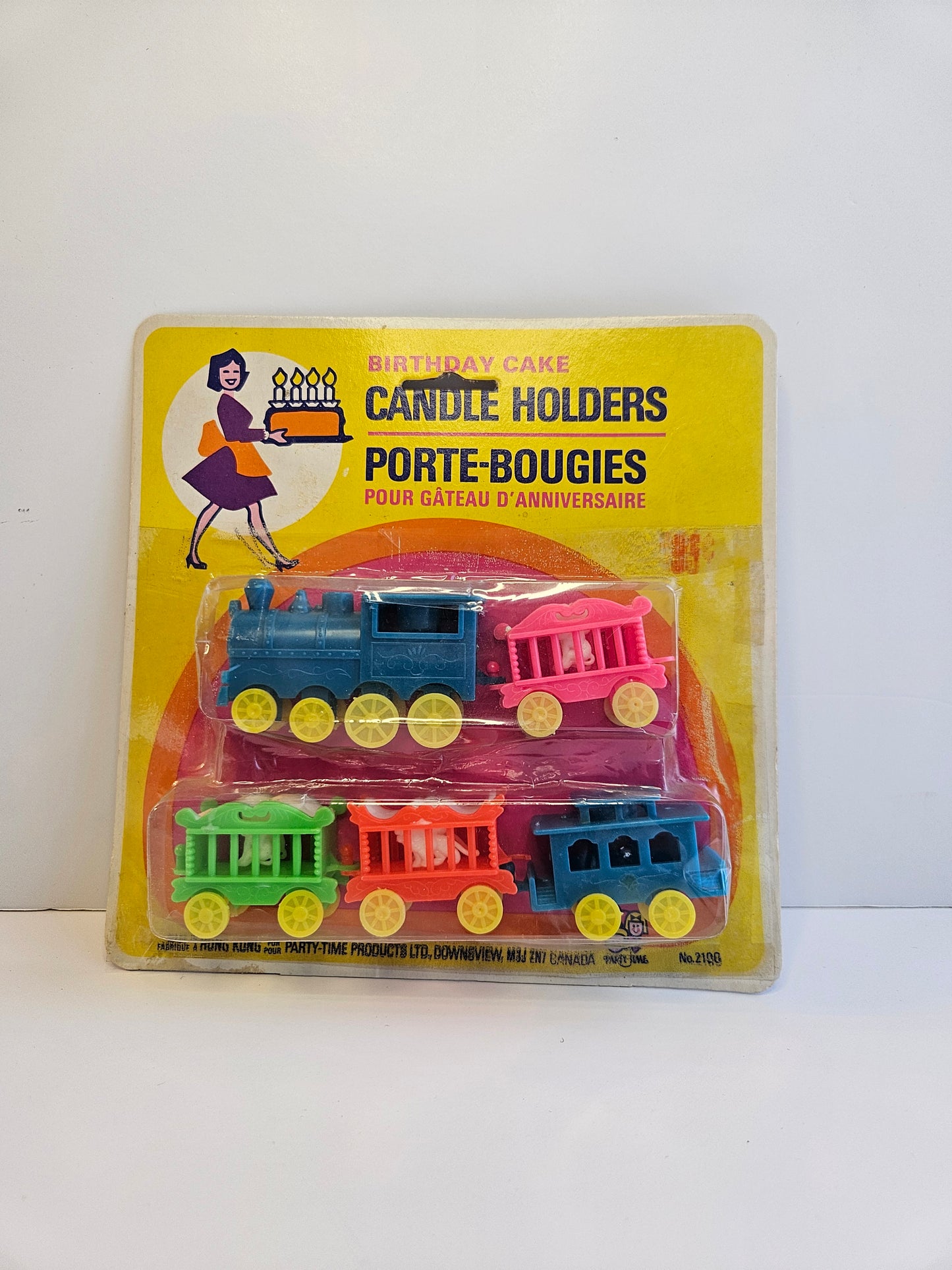 1969 Birthday Cake Candle Holder Circus Train | Made in Hong Kong | Vintage