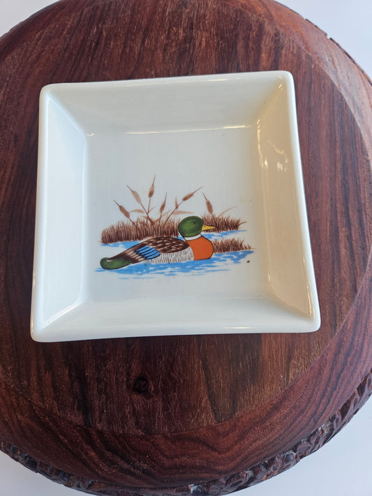 1970s–1980s Mallard Duck Art Bundle | Wooden Plaque & Ceramic Trinket Dish | Conservation Collection