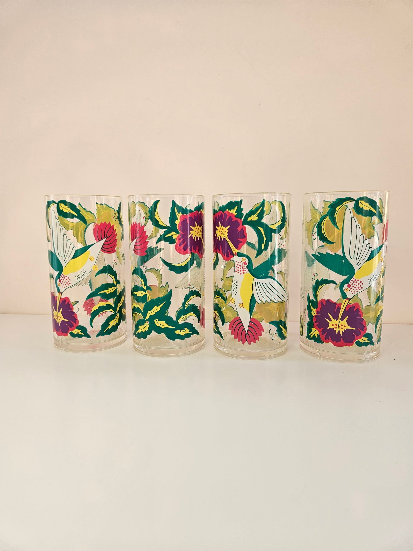Vintage Drinking Tumblers | Hummingbird Tropics, 4pc