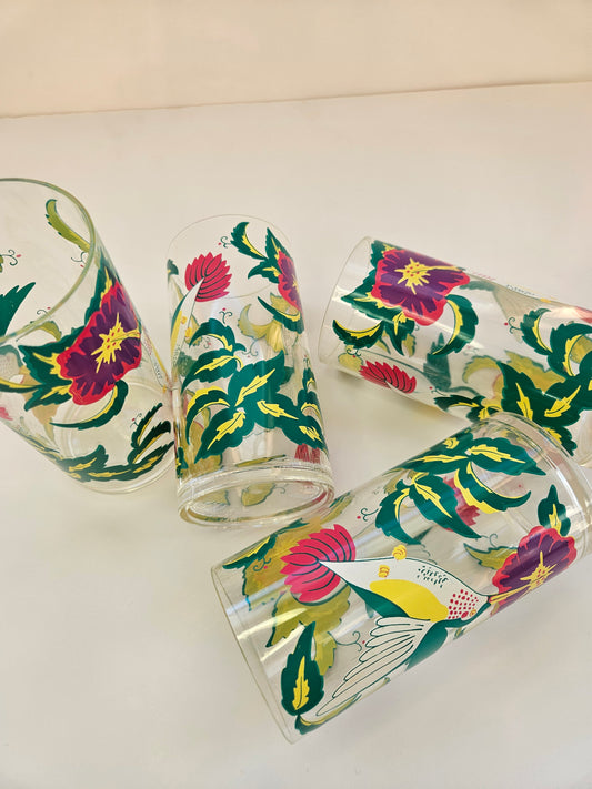 Vintage Drinking Tumblers | Hummingbird Tropics, 4pc