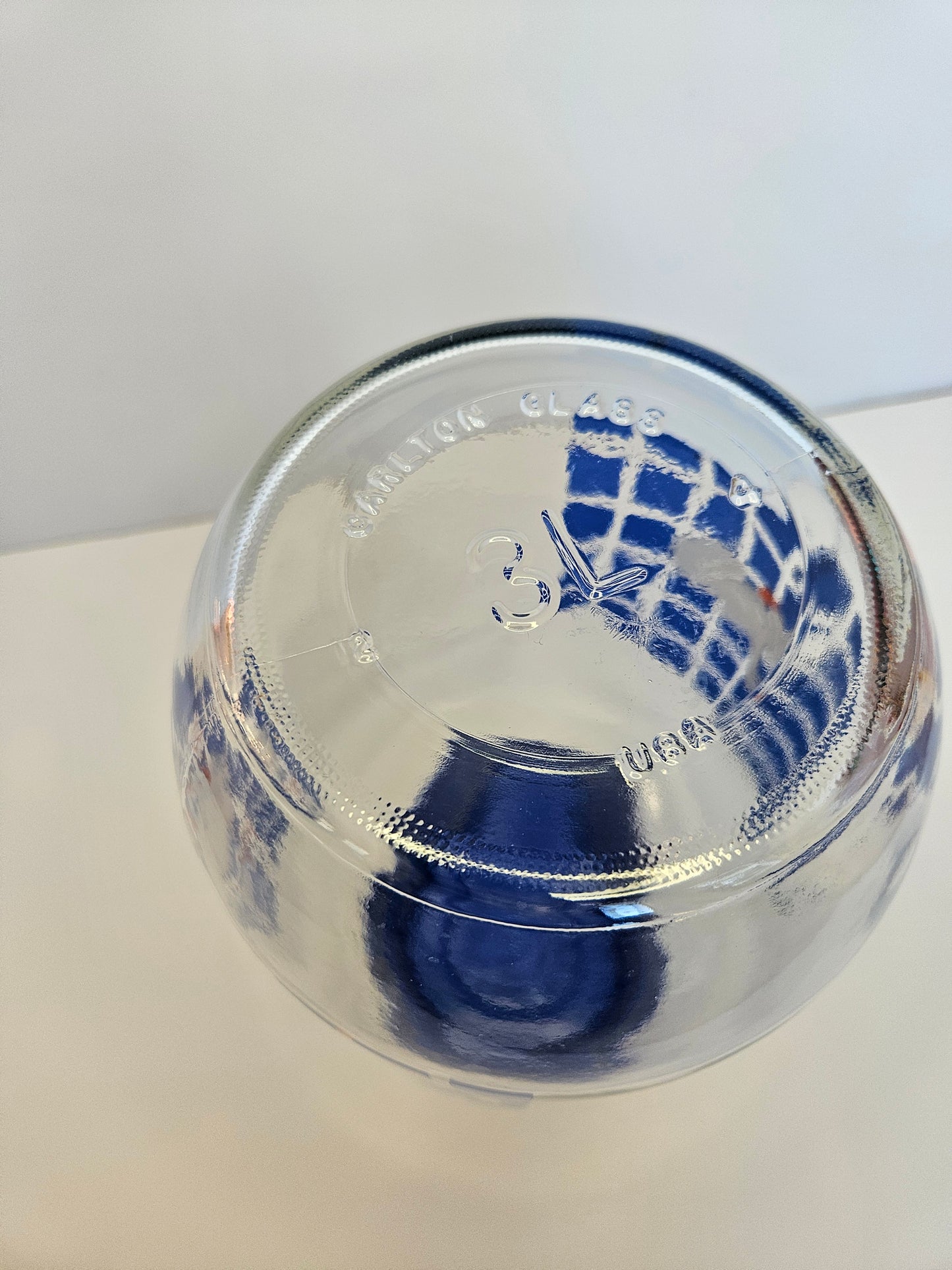 1980s Carlton Glass Country Goose Jar with Lid | 3L | Blue Checkered | USA