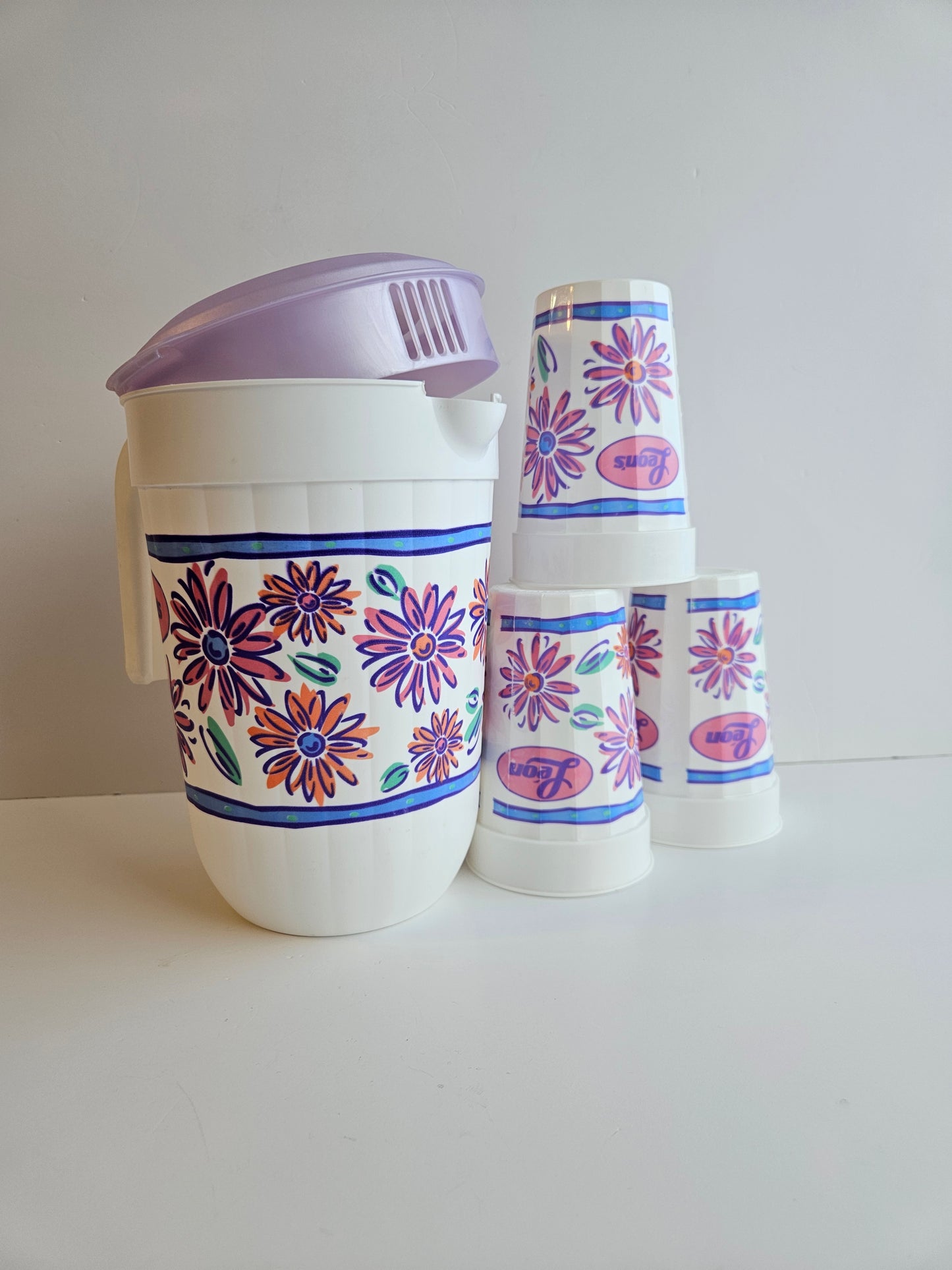 Vintage LEON'S Pitcher Jug & Glass Set | Promotional Merch