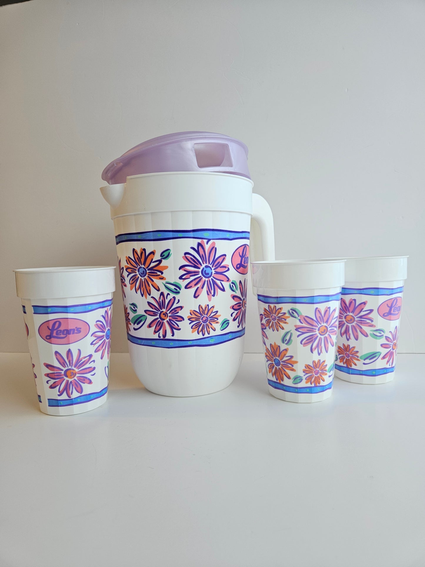 Vintage LEON'S Pitcher Jug & Glass Set | Promotional Merch