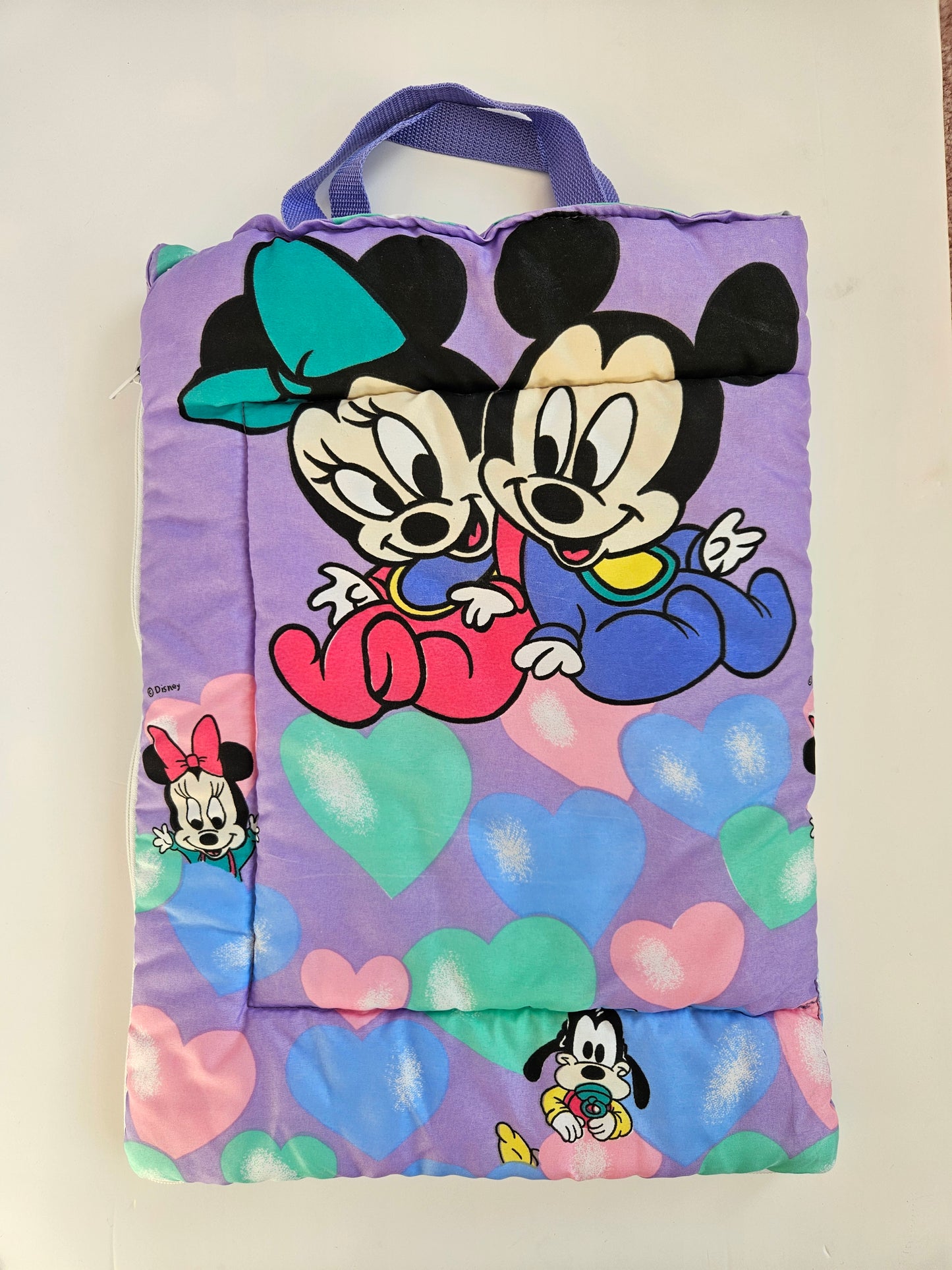 1990s Baby Mickey & Minnie Quilted Disney Bag | Baby Bag | Slumber Bag | Vintage