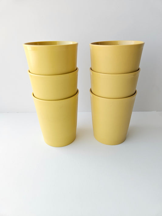 1970s Tupperware Tumbler Set of 6 | Harvest Gold | Made in Canada | MCM Vintage Drinkware