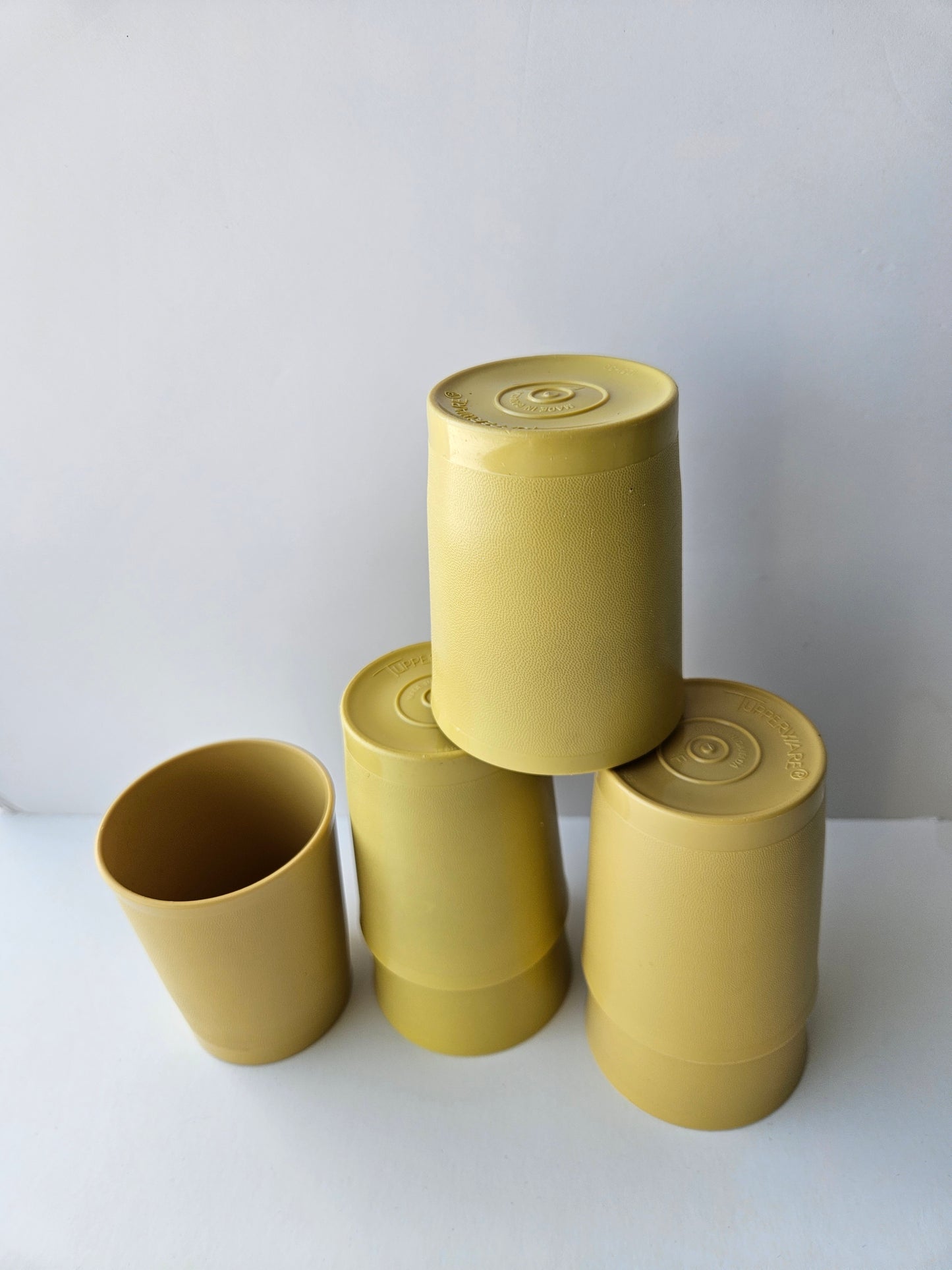 1970s Tupperware Tumbler Set of 6 | Harvest Gold | Made in Canada | MCM Vintage Drinkware