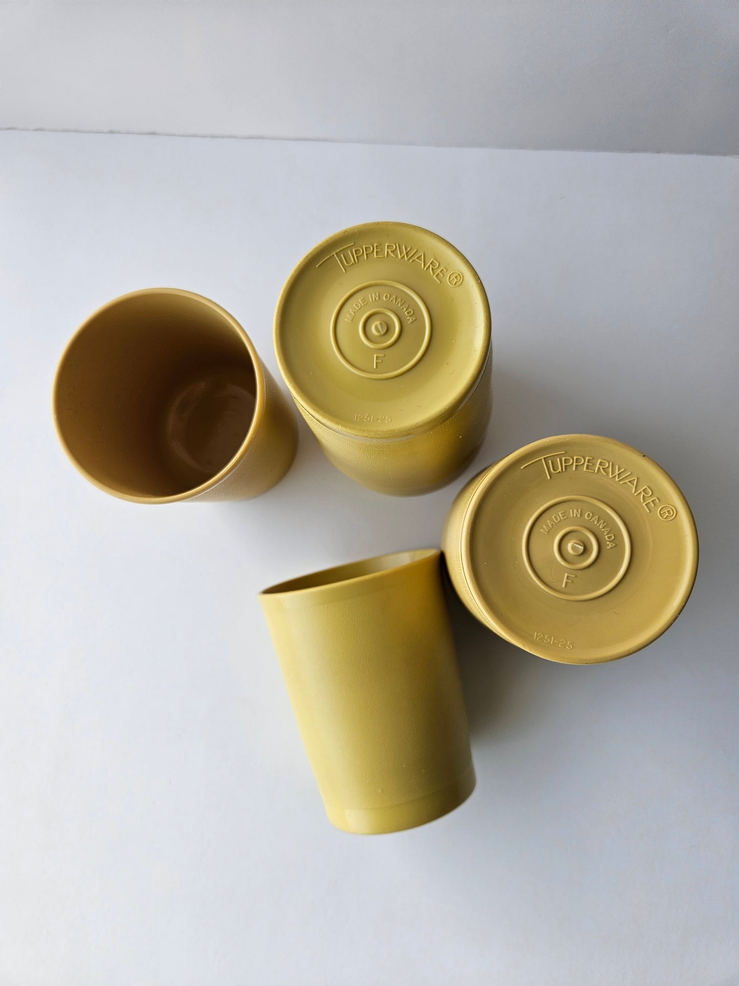 1970s Tupperware Tumbler Set of 6 | Harvest Gold | Made in Canada | MCM Vintage Drinkware