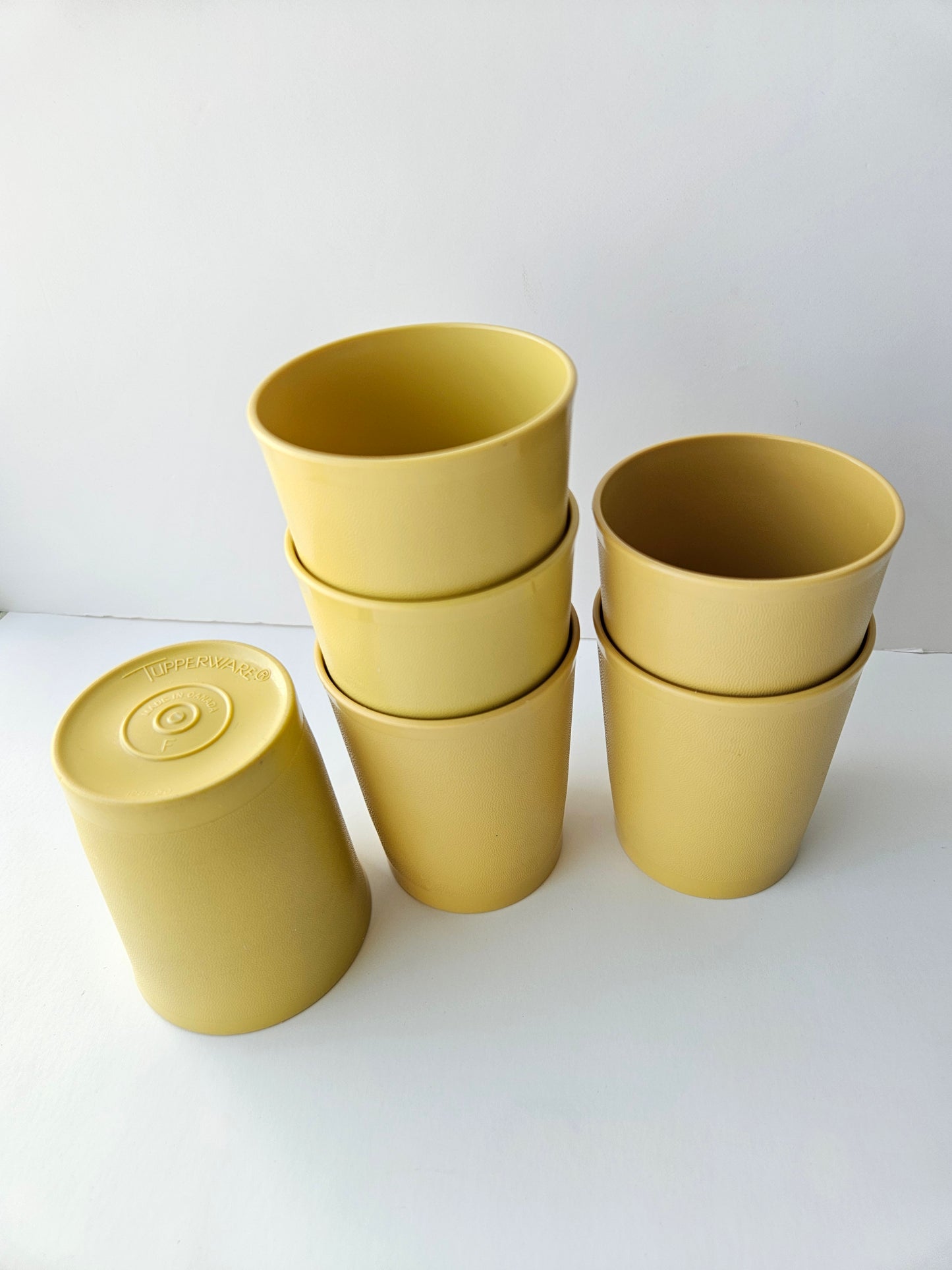 1970s Tupperware Tumbler Set of 6 | Harvest Gold | Made in Canada | MCM Vintage Drinkware