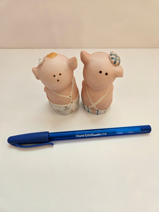1970s Pig Salt & Pepper Shakers | Bisque Porcelain | Made in Japan | Enterprise Exclusive | Vintage