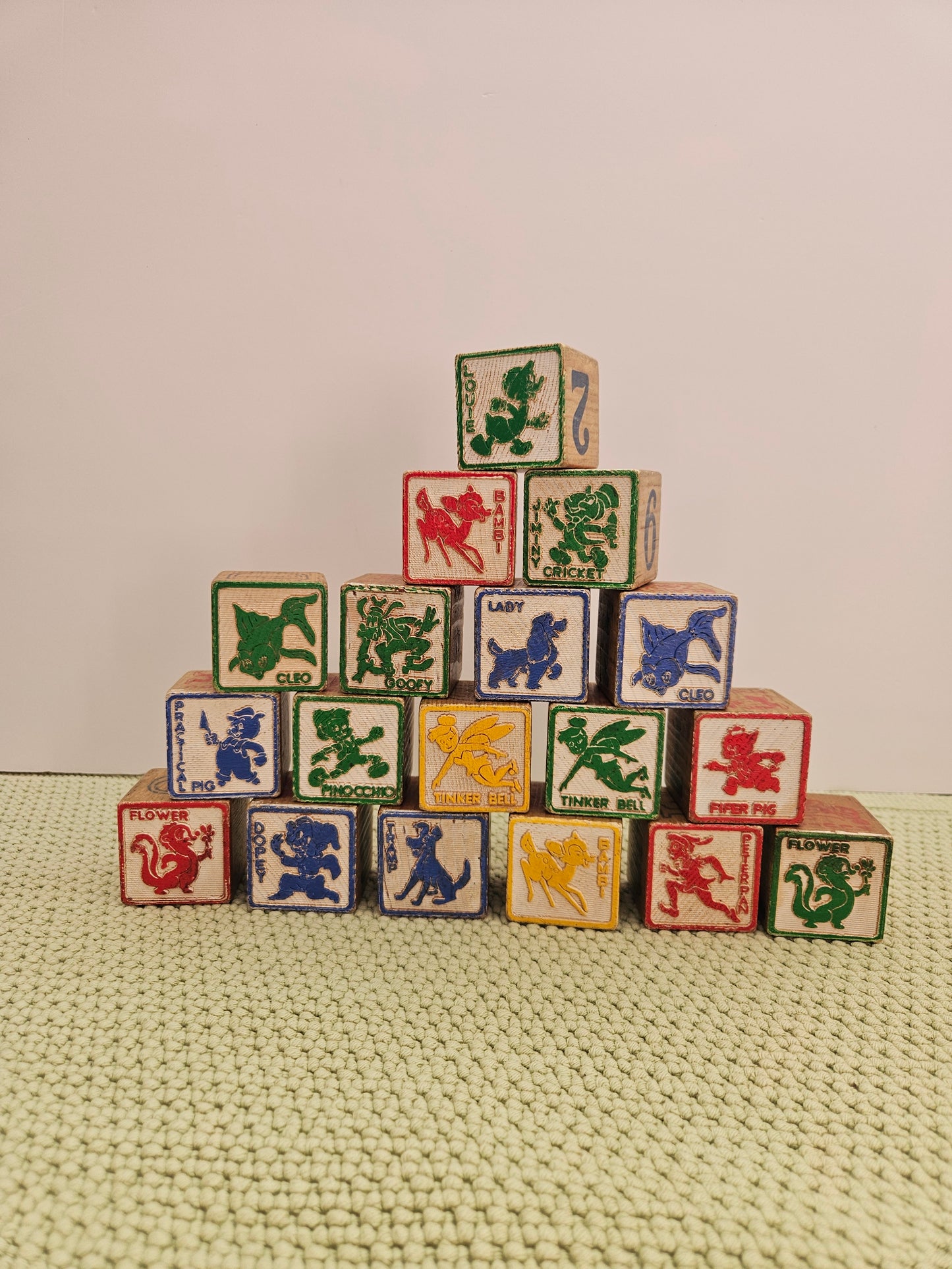 1950s Disney Wooden Alphabet Blocks | Mixed Set of 18 | Thoughtful Home
