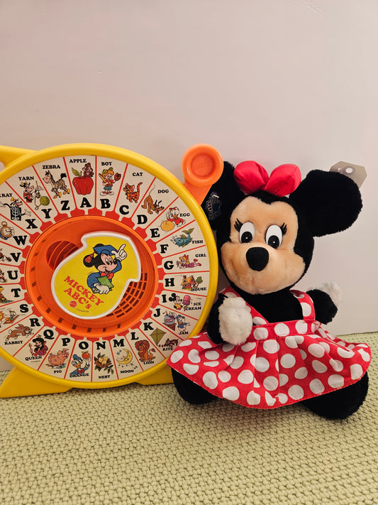 1970s–1989 Disney Vintage Toy Bundle | Minnie Mouse Puppet & Mattel See N' Say | Applause
