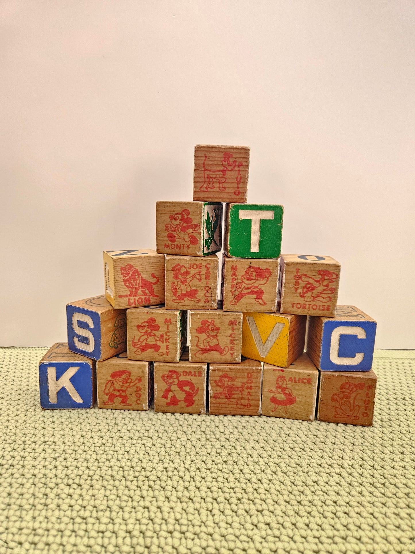 1950s Disney Wooden Alphabet Blocks | Mixed Set of 18 | Thoughtful Home
